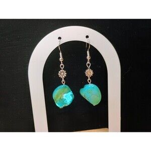 Turquoise Color Mother of Pearl Shell Drop Dangle Earrings